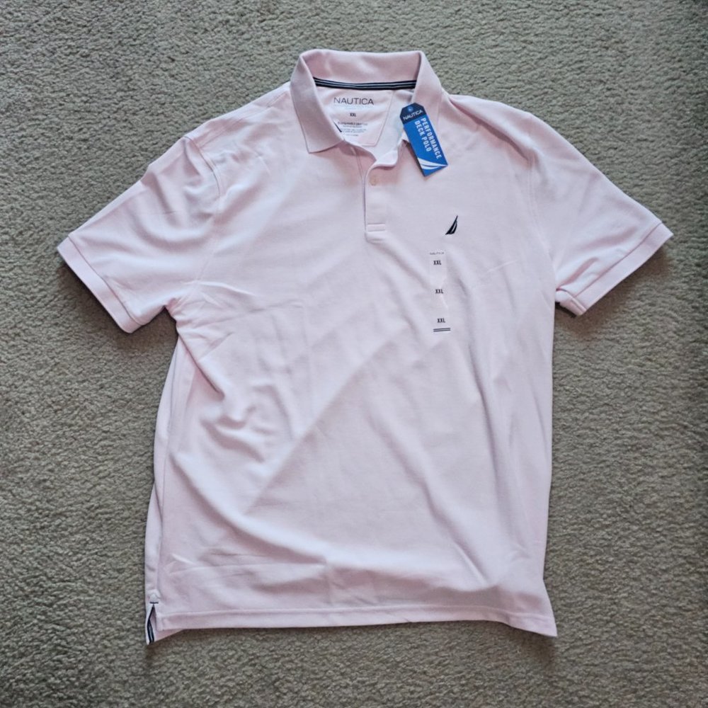 Nautica Men's Sustainably Crafted Performance  Pique Polo - Cradle Pink XXL NWT